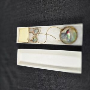 Iridescent Necklace and Earring Set with Gold Details